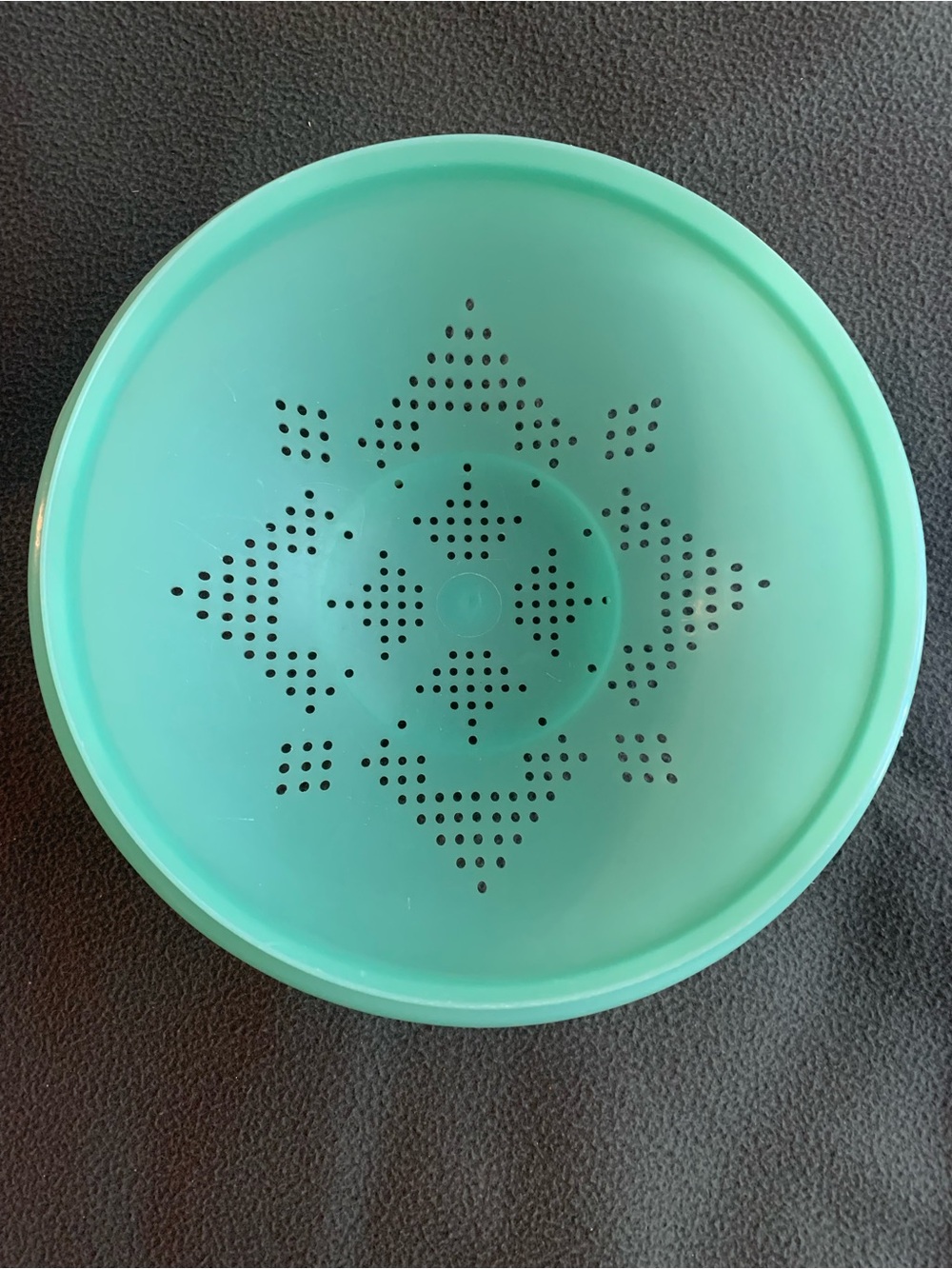 1970’s green Tupperware colander without lid. 339-2.